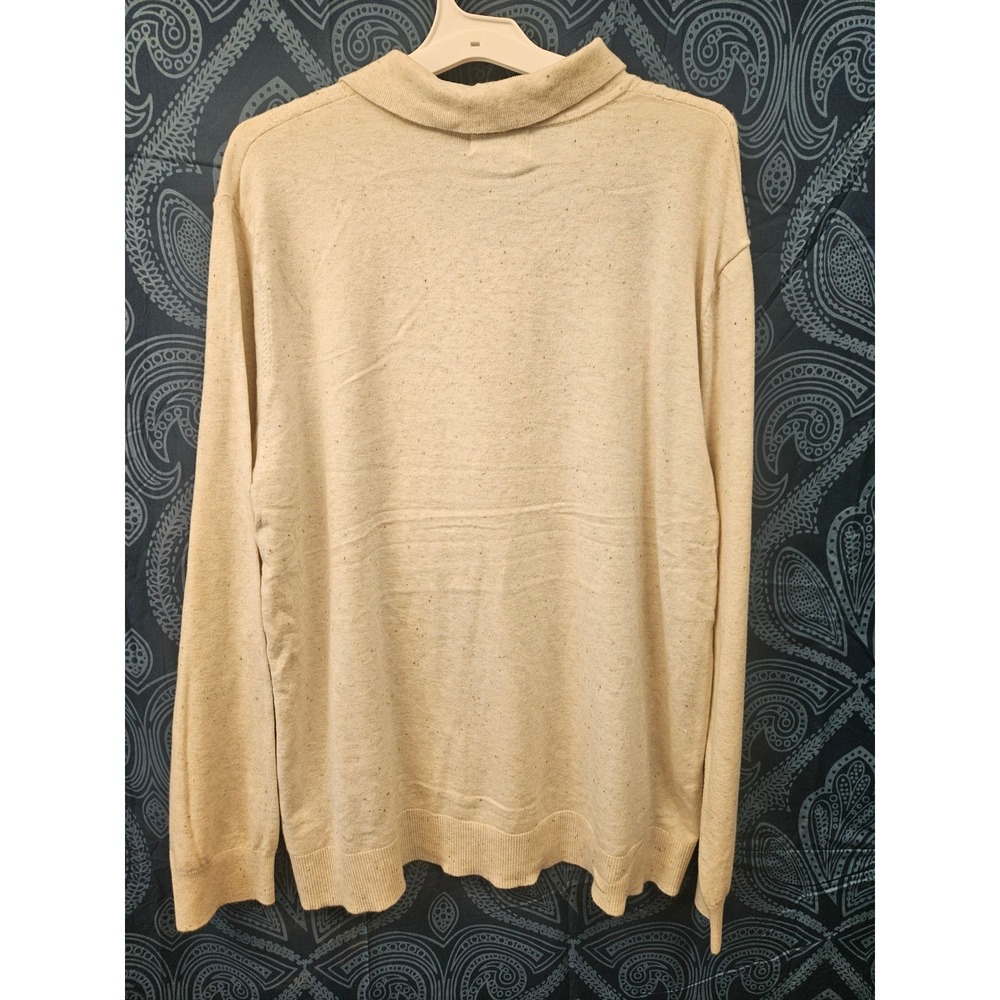Goodfellow & Co Mens XXL Cream Oatmeal Flecked Long Sleeve Sweater Polo - Picture 2 of 2